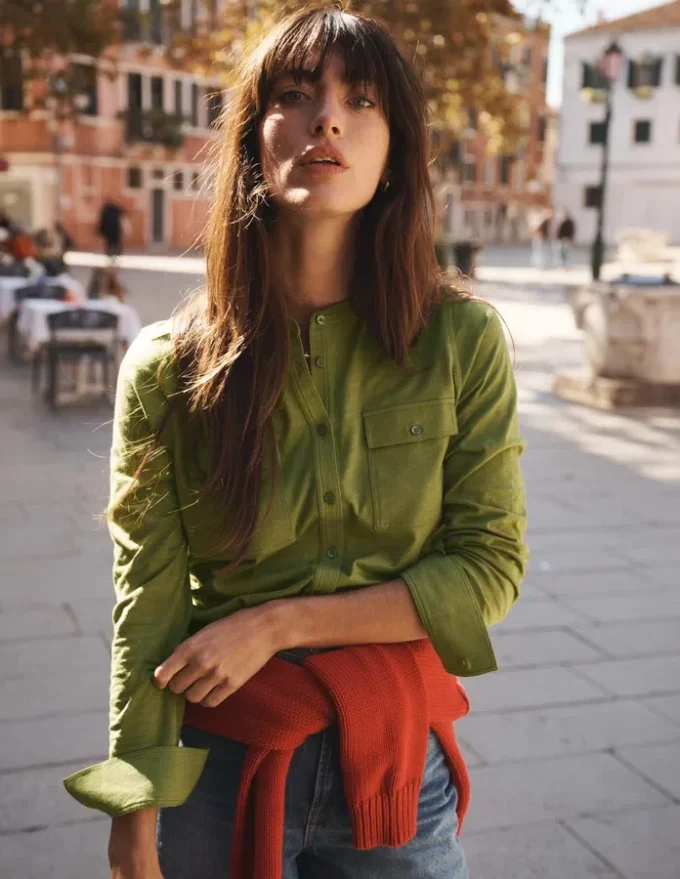 Topstitched Pocket Shirt Woodland Green Topstitched Pocket Shirt Woodland Green
