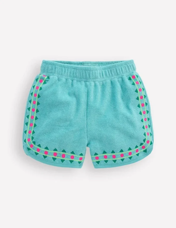 Towelling Embroidered Shorts Blue Embroidery Towelling Embroidered Shorts Blue Embroidery
