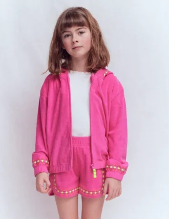 Towelling Embroidered Shorts Sorbet Pink Embroidery