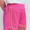 Towelling Embroidered Shorts Sorbet Pink Embroidery Towelling Embroidered Shorts Sorbet Pink Embroidery