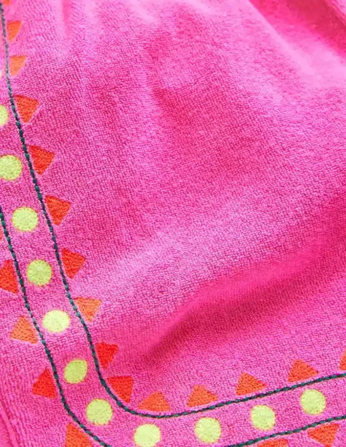 Towelling Embroidered Shorts Sorbet Pink Embroidery Towelling Embroidered Shorts Sorbet Pink Embroidery