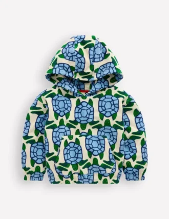 Towelling Pop-over Hoody Calico White Turtles