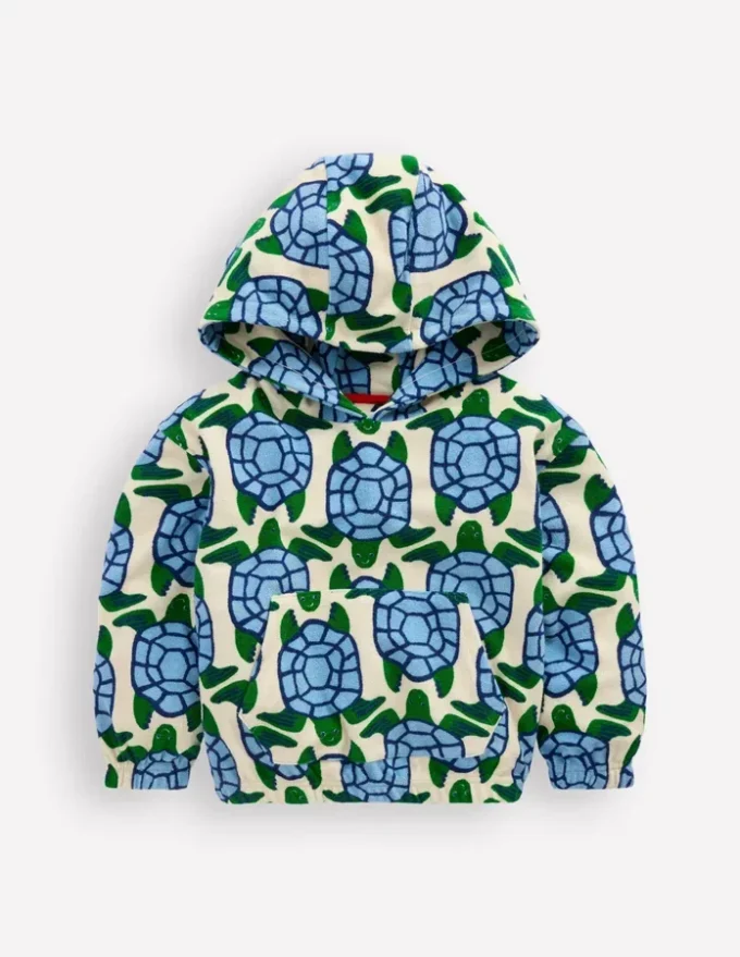Towelling Pop-over Hoody Calico White Turtles Towelling Pop-over Hoody Calico White Turtles
