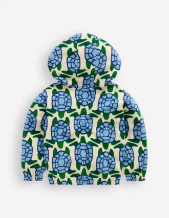 Towelling Pop-over Hoody Calico White Turtles