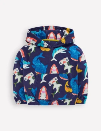 Towelling Pop-over Hoody College Navy Sharks