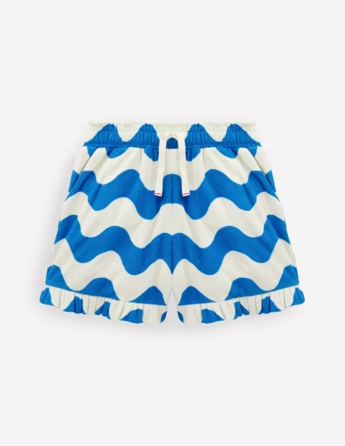 Towelling Ruffle Shorts Blue Wave Towelling Ruffle Shorts Blue Wave