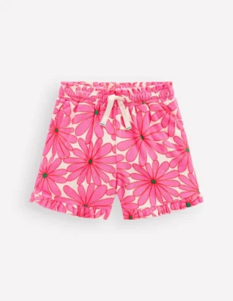Towelling Ruffle Shorts Festival Pink Giant Daisy