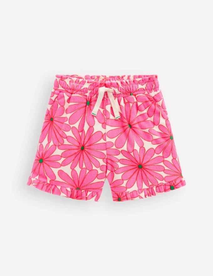 Towelling Ruffle Shorts Festival Pink Giant Daisy Towelling Ruffle Shorts Festival Pink Giant Daisy
