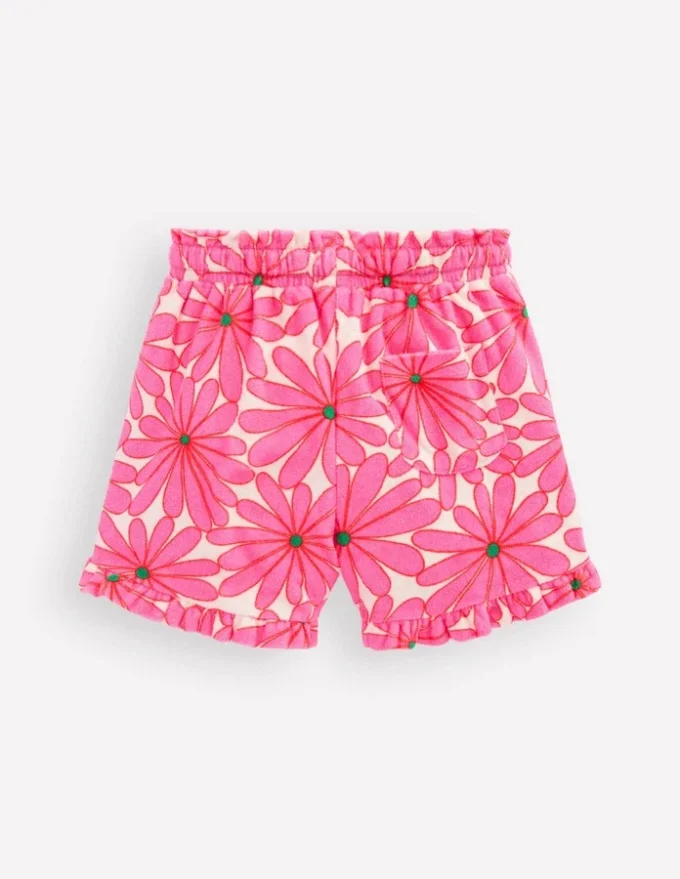 Towelling Ruffle Shorts Festival Pink Giant Daisy Towelling Ruffle Shorts Festival Pink Giant Daisy
