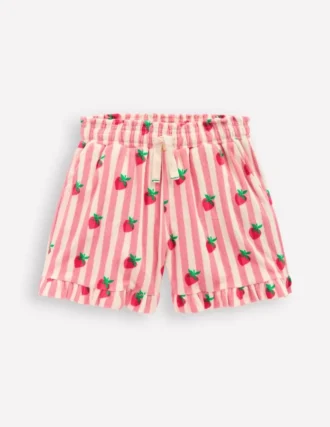 Towelling Ruffle Shorts Strawberry Stripe