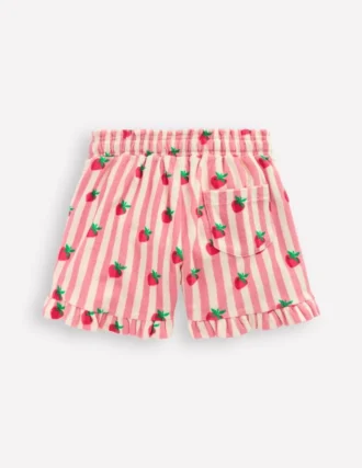 Towelling Ruffle Shorts Strawberry Stripe
