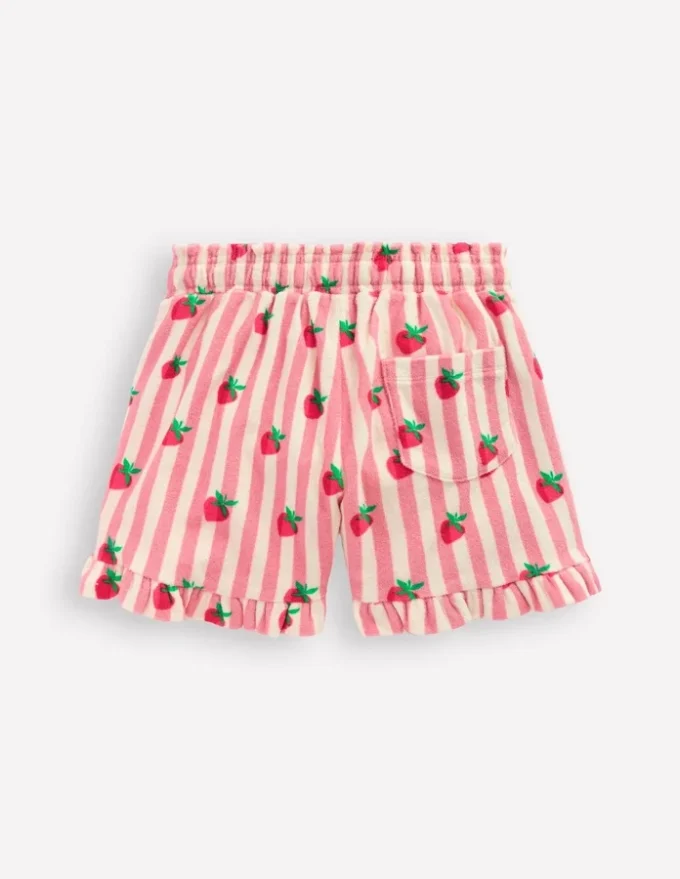 Towelling Ruffle Shorts Strawberry Stripe Towelling Ruffle Shorts Strawberry Stripe