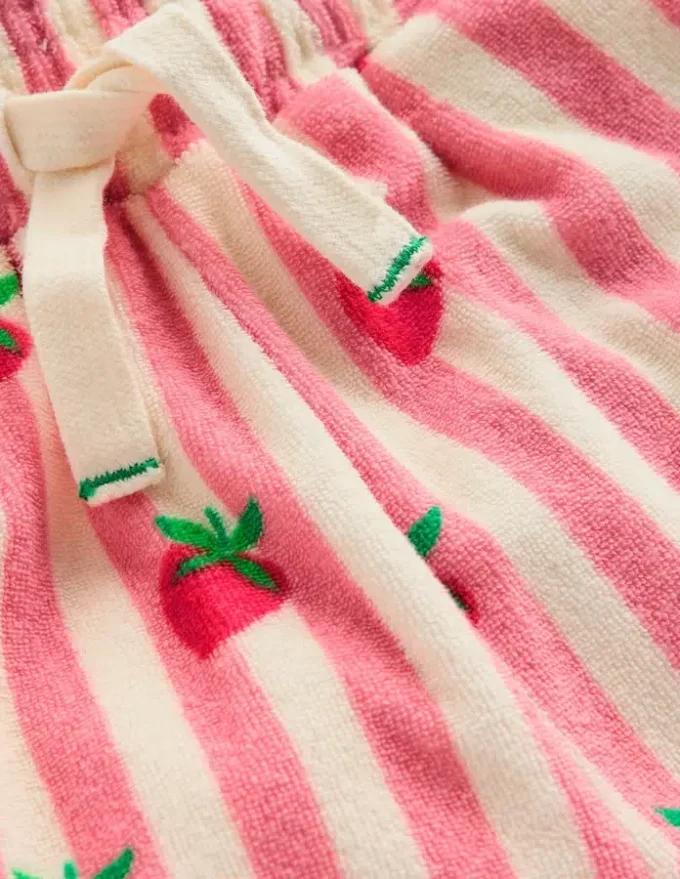 Towelling Ruffle Shorts Strawberry Stripe Towelling Ruffle Shorts Strawberry Stripe