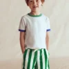 Towelling Shorts Green and Ivory Stripe Towelling Shorts Green and Ivory Stripe
