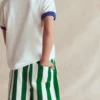 Towelling Shorts Green and Ivory Stripe Towelling Shorts Green and Ivory Stripe