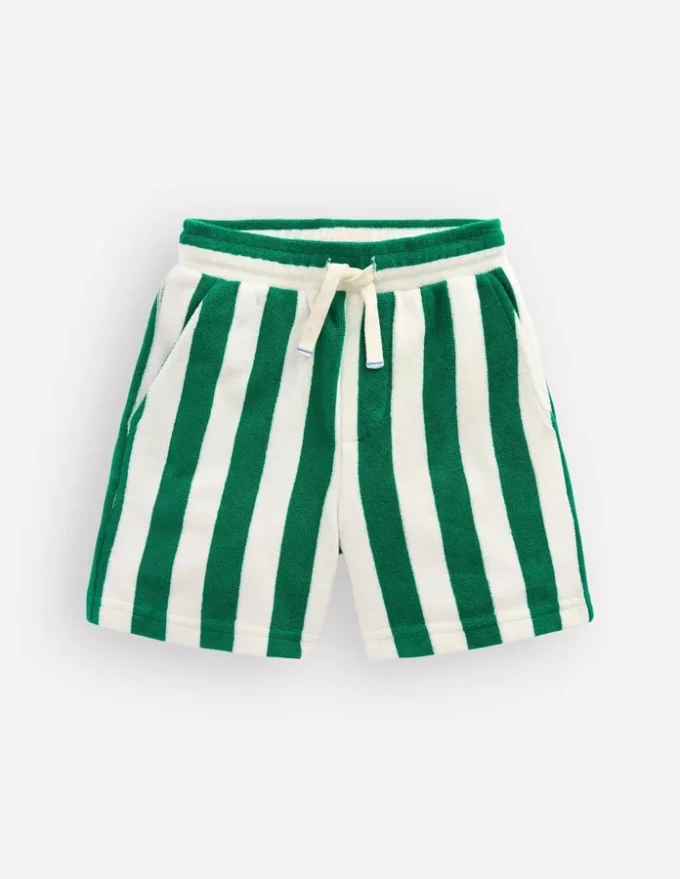 Towelling Shorts Green and Ivory Stripe Towelling Shorts Green and Ivory Stripe