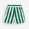 Towelling Shorts Green and Ivory Stripe Towelling Shorts Green and Ivory Stripe
