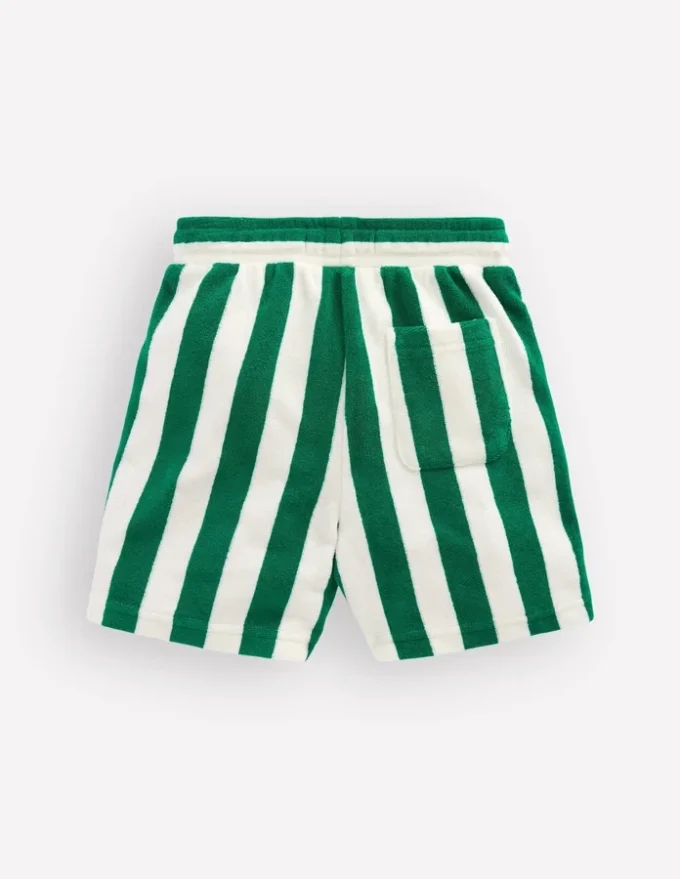Towelling Shorts Green and Ivory Stripe Towelling Shorts Green and Ivory Stripe