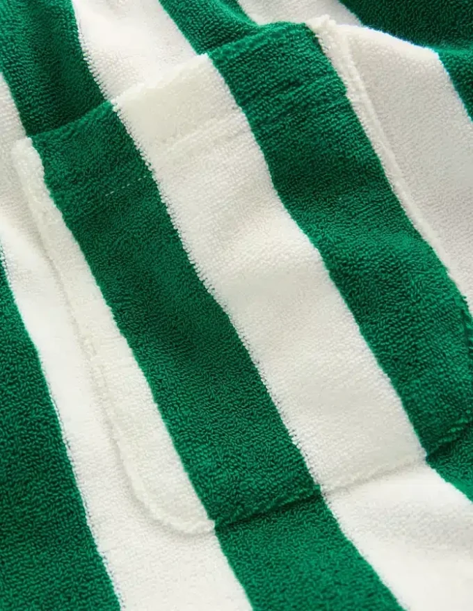 Towelling Shorts Green and Ivory Stripe Towelling Shorts Green and Ivory Stripe