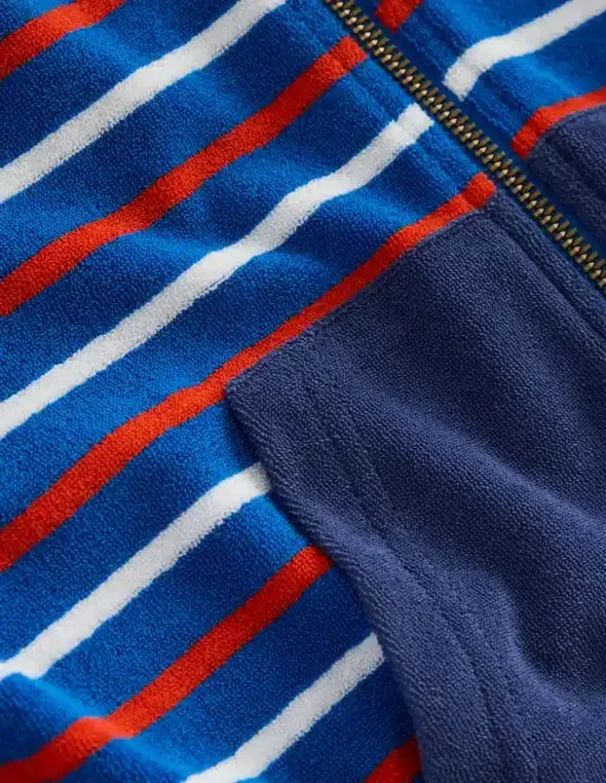 Towelling Zip-through Hoody Blue Multi Stripe Towelling Zip-through Hoody Blue Multi Stripe