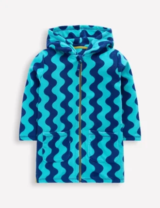 Towelling Zip-Up Throw-On Blue Waves