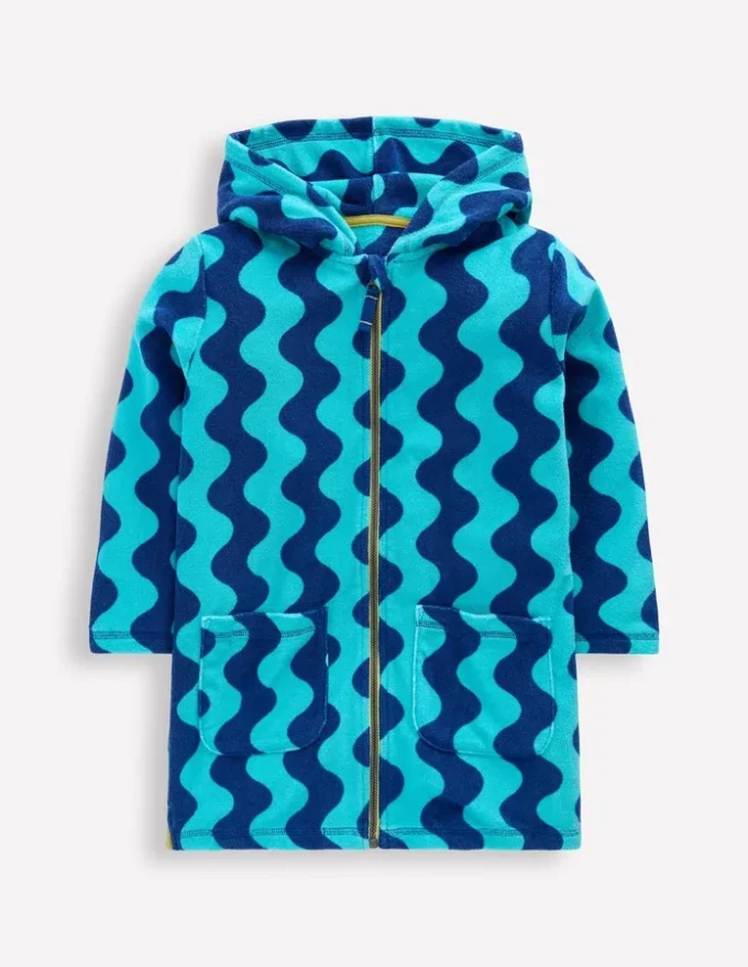 Towelling Zip-Up Throw-On Blue Waves