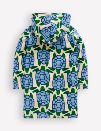 Towelling Zip-Up Throw-On Calico White Turtles