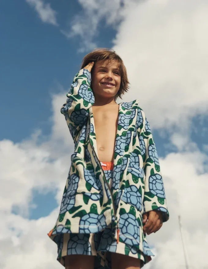 Towelling Zip-Up Throw-On Calico White Turtles Towelling Zip-Up Throw-On Calico White Turtles