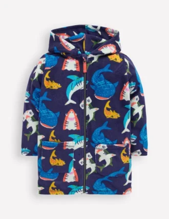 Towelling Zip-Up Throw-On College Navy Sharks
