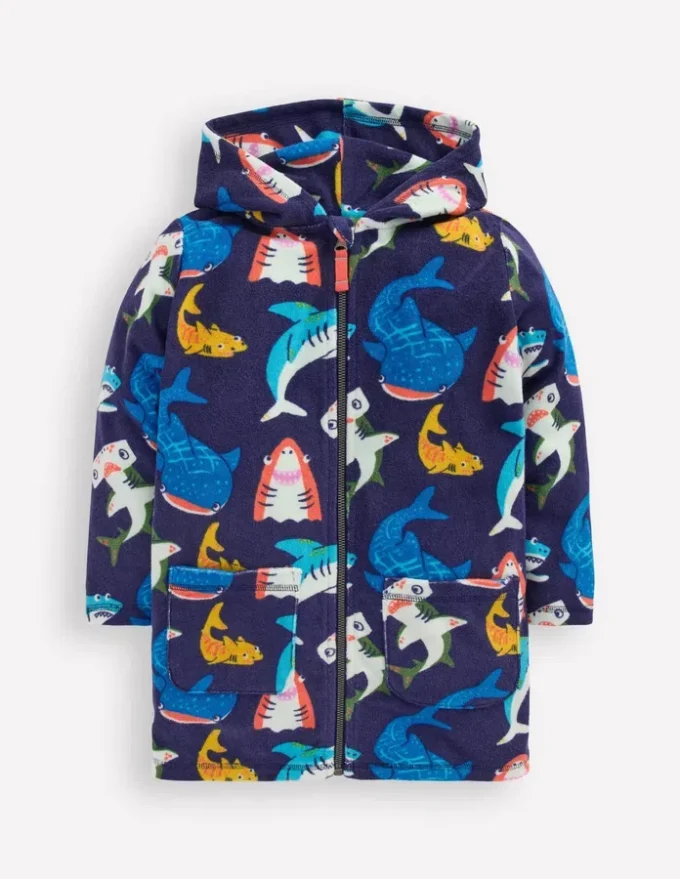 Towelling Zip-Up Throw-On College Navy Sharks