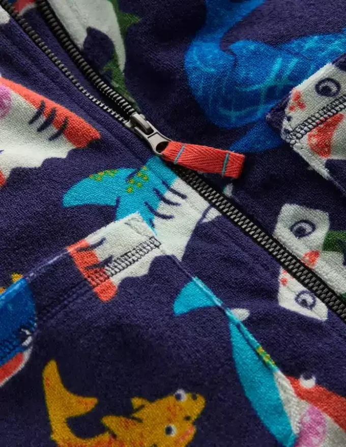Towelling Zip-Up Throw-On College Navy Sharks