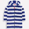 Towelling Zip-Up Throw-On Sapphire Blue Stripe
