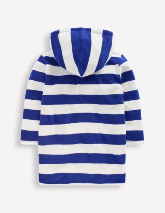 Towelling Zip-Up Throw-On Sapphire Blue Stripe
