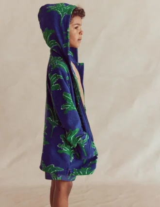 Towelling Zip-Up Throw-On Starboard Blue Palm Trees