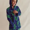 Towelling Zip-Up Throw-On Starboard Blue Palm Trees