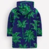 Towelling Zip-Up Throw-On Starboard Blue Palm Trees