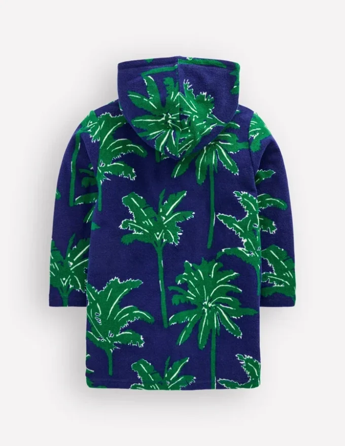 Towelling Zip-Up Throw-On Starboard Blue Palm Trees
