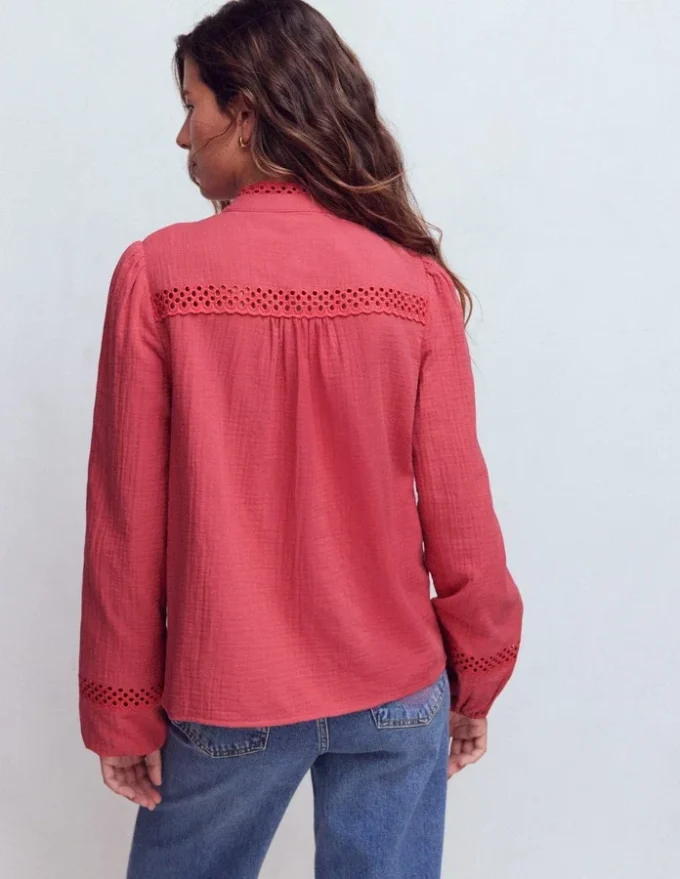 Trim Detail Double Cloth Top Hollyberry Trim Detail Double Cloth Top Hollyberry