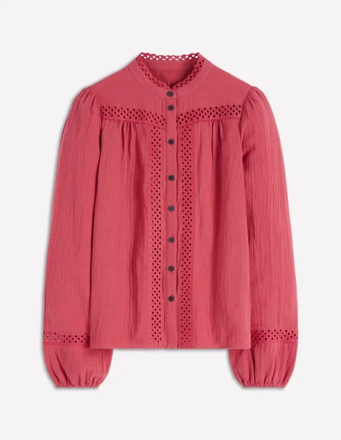 Trim Detail Double Cloth Top Hollyberry Trim Detail Double Cloth Top Hollyberry