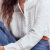 Trim Detail Double Cloth Top White Trim Detail Double Cloth Top White