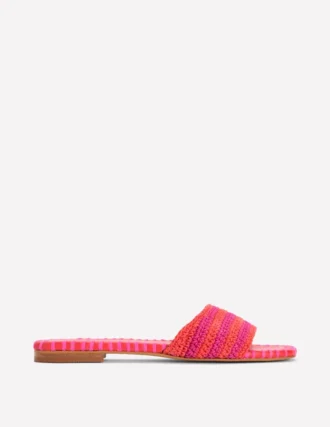 Trim Detail Flat Sandal Pink Peony/Orange Stripe
