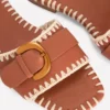 Trim Detail Flat Sandal Tan