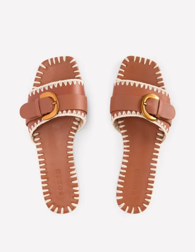 Trim Detail Flat Sandal Tan