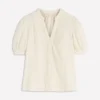 Trim Insert Double Cloth Top Ivory Broderie