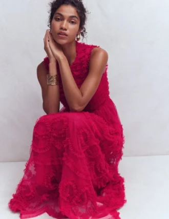 Tulle Bow Party Dress Vibrant Pink