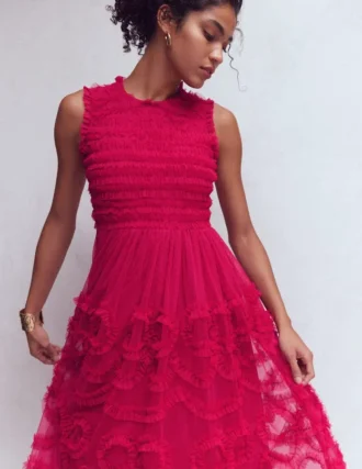 Tulle Bow Party Dress Vibrant Pink