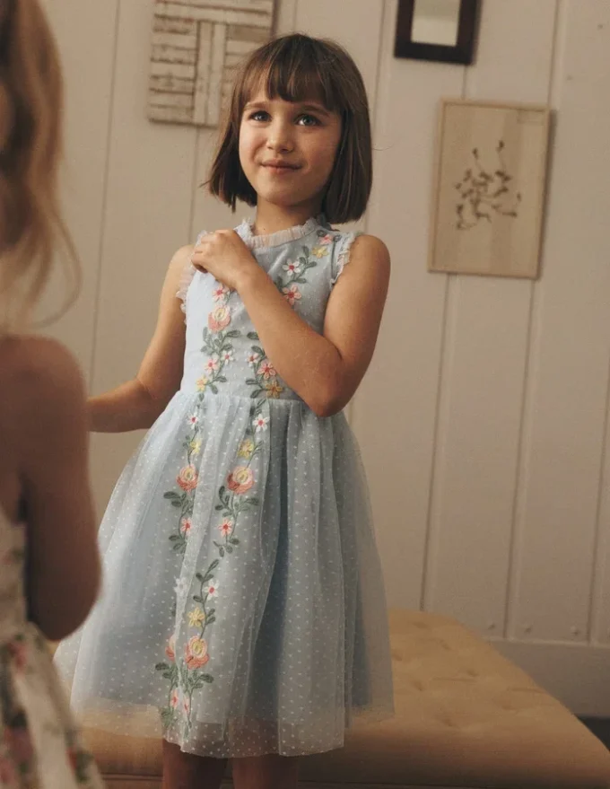 Tulle Cross Back Dress Blue Tulle Cross Back Dress Blue