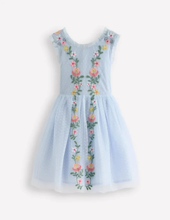 Tulle Cross Back Dress Blue Tulle Cross Back Dress Blue
