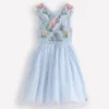Tulle Cross Back Dress Blue Tulle Cross Back Dress Blue