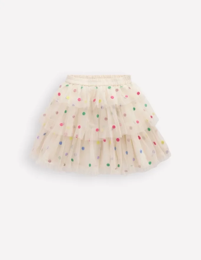 Tulle Interest Skirt Soft Ivory Multi Spot Tulle Interest Skirt Soft Ivory Multi Spot